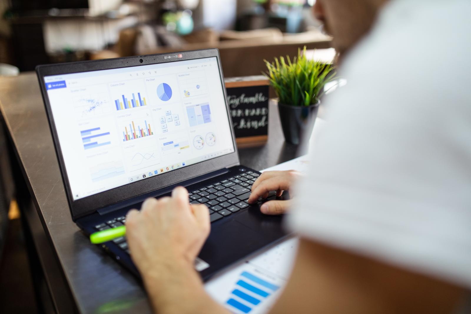 Person studying analytics on a laptop